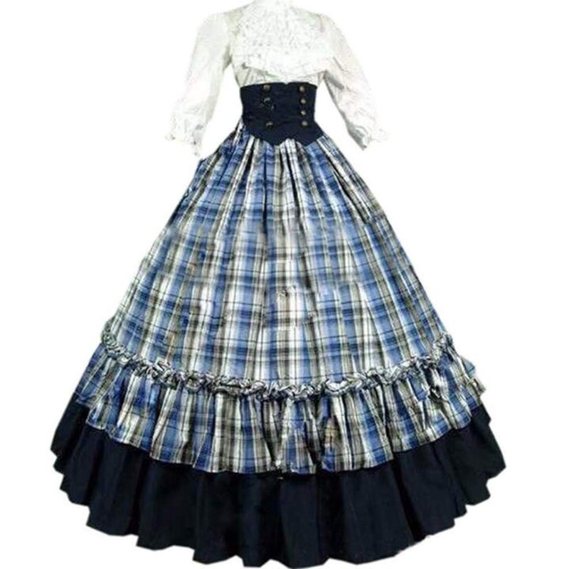 I-Youth Womens Renaissance Civil War Victorian Dress Southern Belle Cosplay Medieval Pioneer Dickensonian Costume (M, Blue) - Image 1